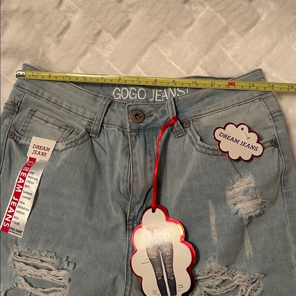 GOGO Light Blue High Rise Ankle Distressed Jeans size 11 Junior - Picture 4 of 8